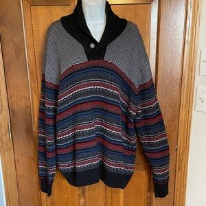 F/X Fusion men's sweater has a shawl collar w/ a single button closure X Large